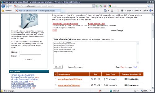Self SEO Speed Checker
