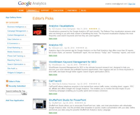 Google Analytics Application Gallery